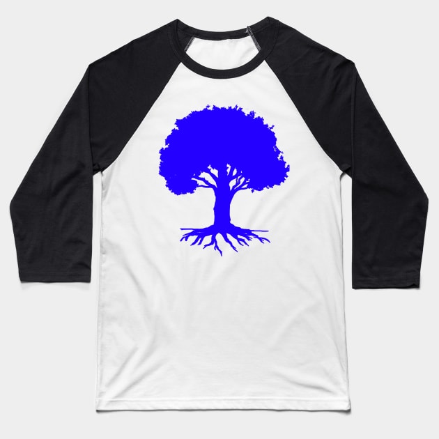 Tree,Well Rooted-Blue Version Baseball T-Shirt by sketchbooksage